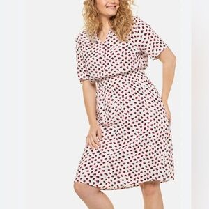 Ulla Popken Plus-Sized Graphic Print V-Neck Lined Dress, Size 28/30, Summer Fun